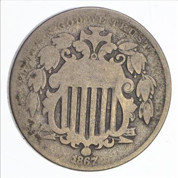 Type - 1867 Shield Nickel - With Rays