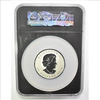 REV PF30 2019 Canada 50 Dollars - 3 Oz. .999 Fine Silver - Gold Maple Leaf 40th Anniversary - Incuse - Gilt - FDOI Of Issue NGC