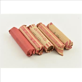 S MINT Mark ONLY - 1950 1935 1950 1955 1951 Lincoln Wheat Cent 5 Roll Lot