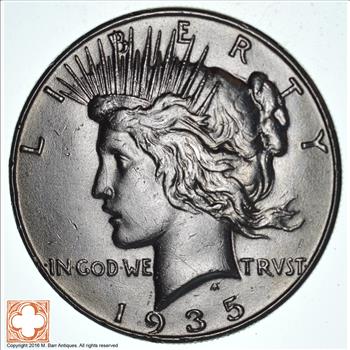 s$1 - 1935 Peace Silver Dollar - Last Year - Low Mintage