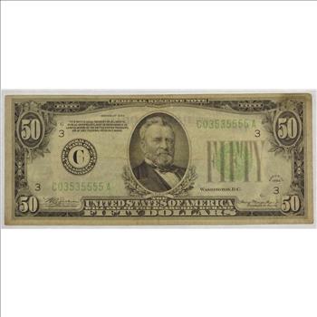 Series 1934 $50 Dollars Federal Reserve Note