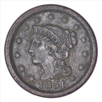 Sharp - 1851 - Braide Hair Large Cent - HIGH GRADE