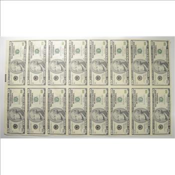 Sheet Of 16 2003 $10 Federal Reserve Notes - Uncut Sheet Of Notes!
