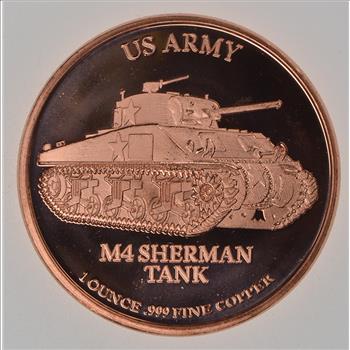 Sherman Tank - Military Series - 1 Oz .999 Fine Copper Round