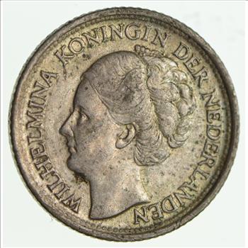 SILVER - 1942 Netherlands 10 Cents - World Silver Coin