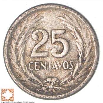 SILVER - 1953 El Salvador 25 Centavos - World Silver Coin
