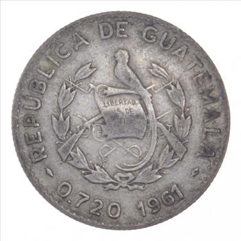 SILVER - 1961 Guatemala 5 Centavos - World Silver Coin