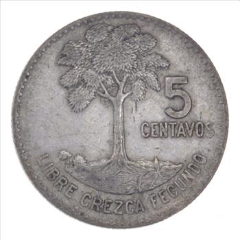 SILVER - 1961 Guatemala 5 Centavos - World Silver Coin