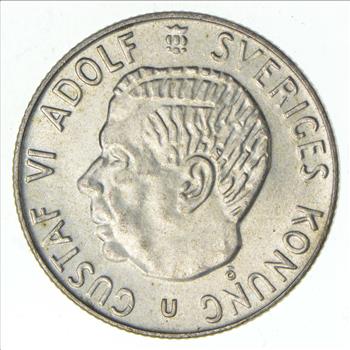 SILVER - 1967 Sweden 1 Krona - World Silver Coin 7.0 Grams