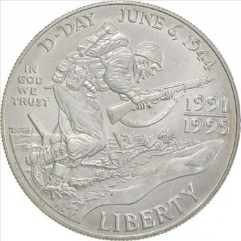 SILVER 1995 World War II 50th Anniversary Commemorative US Silver Dollar - 90% Silver - Collectible