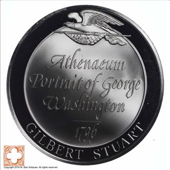 SILVER Art History Limited Edition Sterling Medallion - Athenaeum Portrait Of George Washington - .925 - About 1.25 Troy Oz