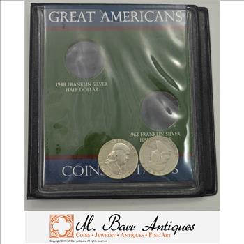 SILVER Coin Set Great Americans Coins & Stamps - Benjamin Franklin**** Historic US Collection - Includes SILVER