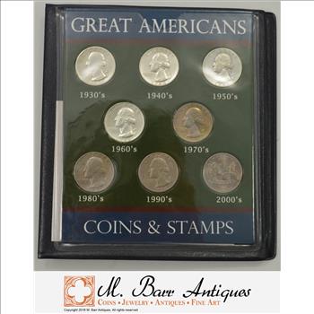 SILVER Coin Set Great Americans Coins & Stamps - George Washington**** Historic US Collection - Includes SILVER