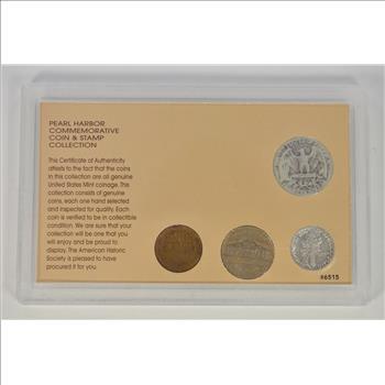SILVER Coin Set Pearl Harbor Commemorative Coin & Stamp Collection Historic US Collection