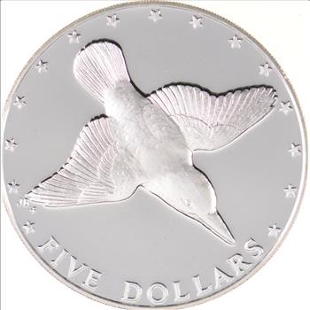 SILVER - HUGE - 1976 Cook Islands 5 Dollars - World Silver Coin