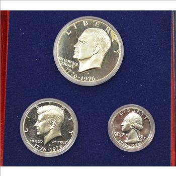 Silver PROOF 3 Piece 1976-S U.S. Bicentennial Coin Collection with Commemorative Album - .400 Fine SILVER
