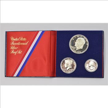Silver PROOF 3 Piece 1976-S U.S. Bicentennial Coin Collection with Commemorative Album - .400 Fine SILVER