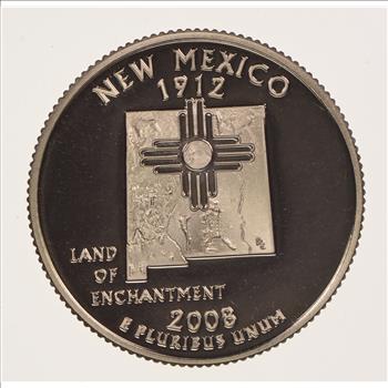 SILVER Proof Cameo - 2008-S New Mexico State Washington Quarter - Specially Made 90% Silver