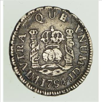 SILVER - Roughly the Size of a Dime - 1754 Mexico 1/2 Real - World Silver Coin
