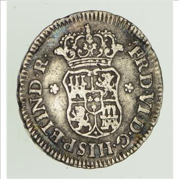 SILVER - Roughly the Size of a Dime - 1754 Mexico 1/2 Real - World Silver Coin
