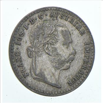 SILVER - Roughly the Size of a Dime - 1869 Austria-Habsburg 10 Kreuzer - World Silver Coin