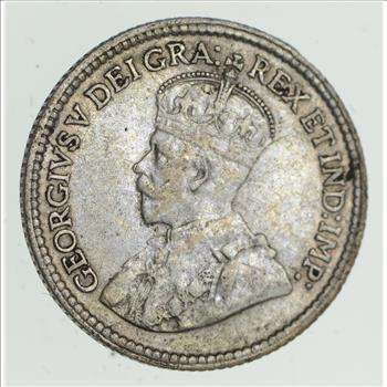 SILVER - Roughly the Size of a Dime - 1920 Canada 5 Cents - World Silver Coin