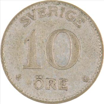 SILVER - Roughly the Size of a Dime - 1938 Sweden 10 Ore - World Silver Coin
