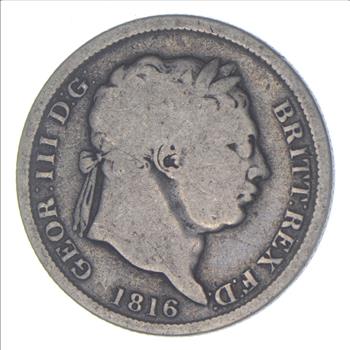 SILVER - Roughly the Size of a Quarter 1816 Great Britain 6 Pence World Silver Coin
