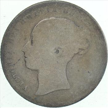 SILVER - Roughly the Size of a Quarter - 1870 Great Britain 6 Pence - World Silver Coin