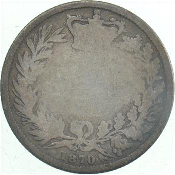 SILVER - Roughly the Size of a Quarter - 1870 Great Britain 6 Pence - World Silver Coin