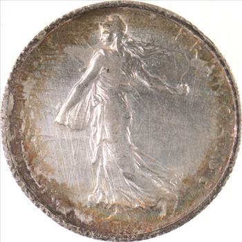 SILVER - Roughly the Size of a Quarter - 1918 France 1 Franc - World Silver Coin