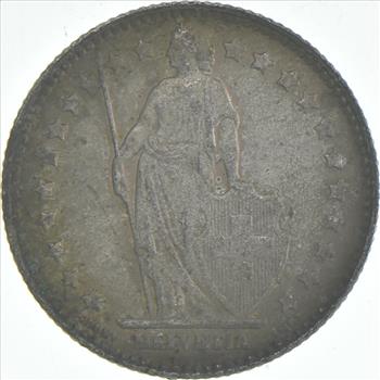 SILVER - Roughly the Size of a Quarter - 1963 Switzerland 1 Franc - World Silver Coin