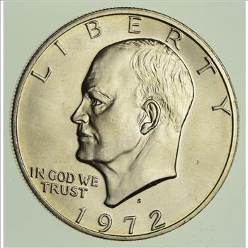 Silver - SPECIALLY MINTED - S Mint Mark - 1972-S - 40% Eisenhower Silver Dollar - RARE