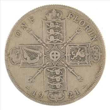SILVER - WORLD Coin - 1921 Great Britain 1 Florin - World Silver Coin