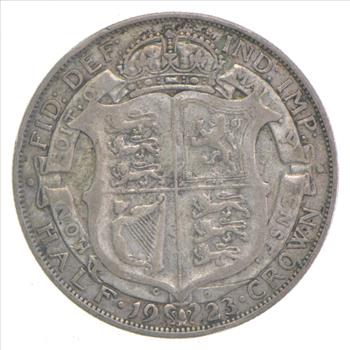 SILVER - WORLD Coin - 1923 Great Britain 1/2 Crown - World Silver Coin