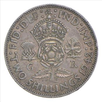 SILVER - WORLD Coin - 1942 Great Britain 2 Shillings - World Silver Coin