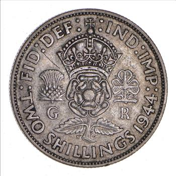 SILVER - WORLD Coin - 1944 Great Britain 2 Shillings - World Silver Coin 11.2 Grams!
