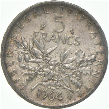 SILVER - WORLD Coin - 1964 France 5 Francs - World Silver Coin