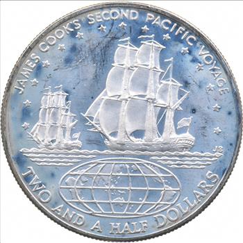 SILVER - WORLD COIN - 1973 Cook Islands 2 1/2 Dollars - World Silver Coin