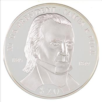 SILVER - WORLD COIN - 2000 Liberia 20 Dollars - President James K. Polk - World Silver Coin