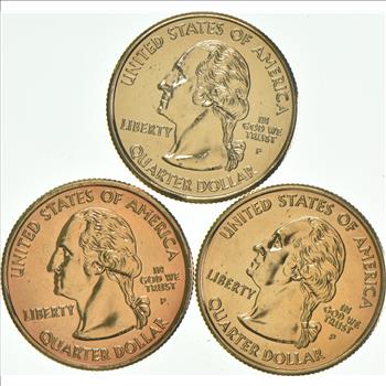 Solid 24K GOLD Plated Lot 2000-P South Carolina State Quarter 2004-P Wisconsin State Quarter 2006-P Nevada State Quarter