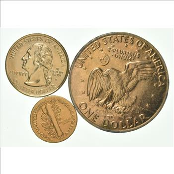 Solid 24K GOLD Plated Lot 2002-D Mississippi State Quarter 1943 Mercury Dime 1972 Eisenhower Dollar