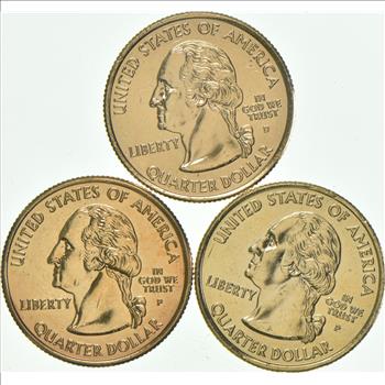 Solid 24K GOLD Plated Lot 2003-D Illinois State Quarter 2006-P Nevada State Quarter 2008-P State Quarter