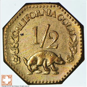 Souvenir Tribute Token - Octagonal - California Gold Rush - 1855 Liberty Head