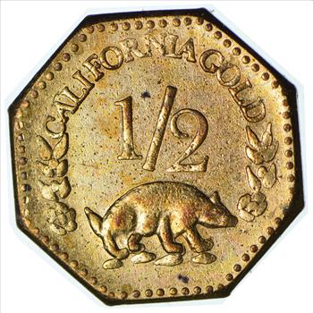Souvenir Tribute Token - Octagonal - California Gold Rush - 1855 Liberty Head
