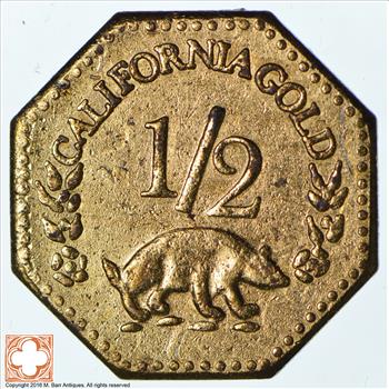 Souvenir Tribute Token - Octagonal - California Gold Rush - 1855 Liberty Head