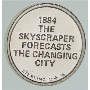 Sterling Silver! Historic 1884 Skyscraper - 1.7 Grams .925 Sterling Silver Round