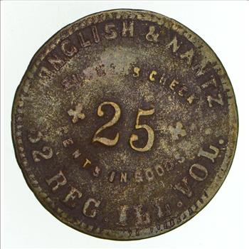 Sutler's Store 25 Cents Civil War Token - Circulated