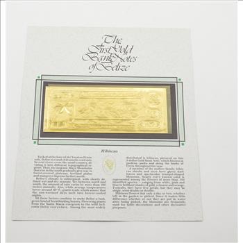 The First Gold Bank Notes Of Belize - $5 Hibiscus - 22K Gold Bank Note - Rare