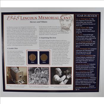The Lincoln Bicentennial Coin Collection Series - 1948 Lincoln Cents - With Historic Display